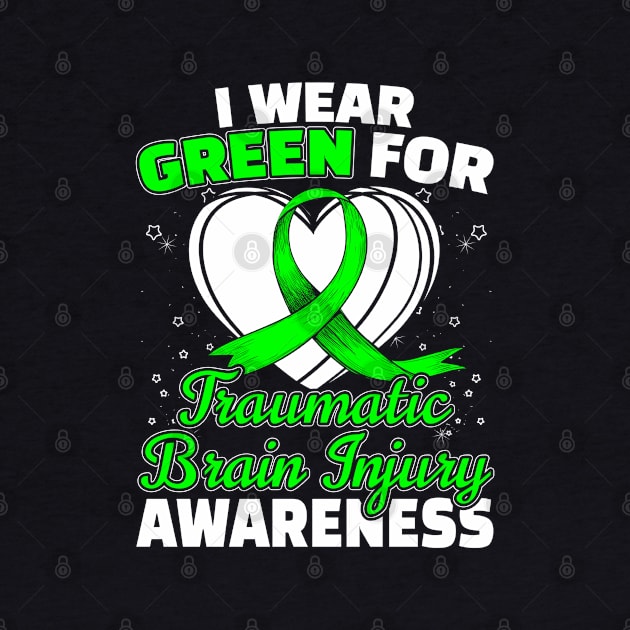 TBI Traumatic Brain Injury Awareness Green Ribbon by stockwell315designs